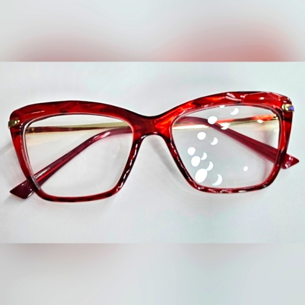 🌟NEW Vintage Clear Lens Women's Tortoise and Red Cat Eye Oversized Glasses🌟 - Picture 6 of 10